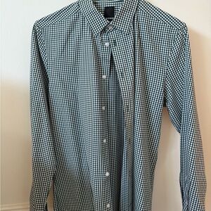 H&M Slim Fit Easy Iron Dress Shirt – Size M (Green Gingham Check)